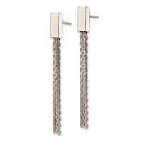 Stainless Steel Polished with Chain Dangle Post Earrings ,