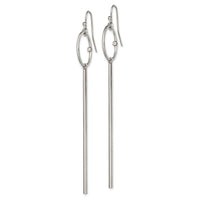 Stainless Steel Polished with Crystal Bar Dangle Shepherd Hook Earrings ,