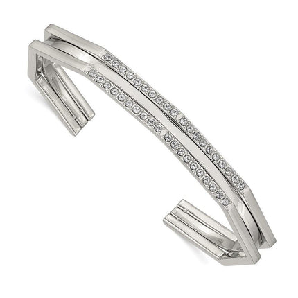 Stainless Steel Polished with Crystals from Swarovski 7.00mm Cuff Bangle ,