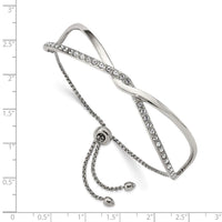 Stainless Steel Polished with Crystals from Swarovski Adjustable Bangle ,