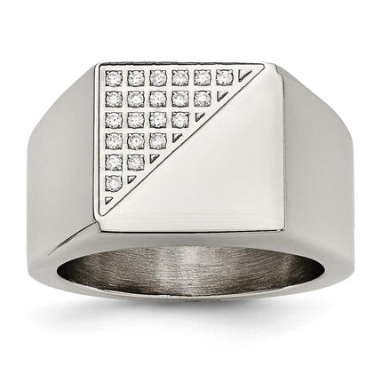 Stainless Steel Polished with Crystals Ring ,