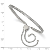 Stainless Steel Polished with CZ 2 Strand Adjustable Bracelet ,