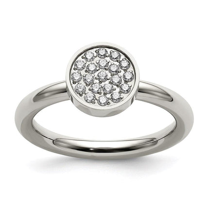Stainless Steel Polished with CZ Circle Ring ,