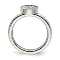 Stainless Steel Polished with CZ Circle Ring ,