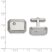 Stainless Steel Polished with CZ Cufflinks ,