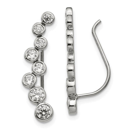 Stainless Steel Polished with CZ Ear Climbers ,