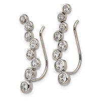 Stainless Steel Polished with CZ Ear Climbers ,