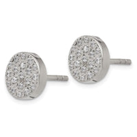 Stainless Steel Polished with CZ Post Earrings ,