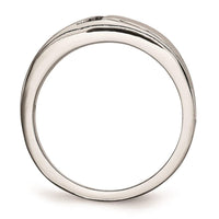 Stainless Steel Polished with CZ Ring ,