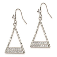 Stainless Steel Polished with CZ Shepherd Hook Dangle Earrings ,