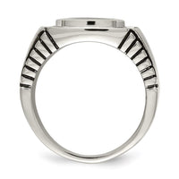 Stainless Steel Polished with CZ Signet Ring ,