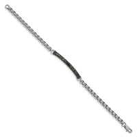 Stainless Steel Polished with Gray Wood 8.75in Bracelet ,