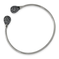 Stainless Steel Polished with Hematite Flexible Cuff Bangle ,