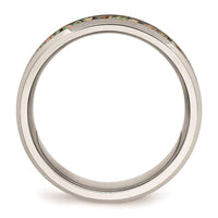 Stainless Steel Polished with Imitation Opal 8mm Men's Ring ,