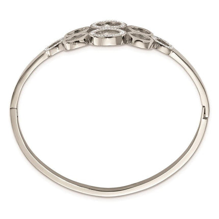 Stainless Steel Polished with Preciosa Crystal Hinged Bangle ,