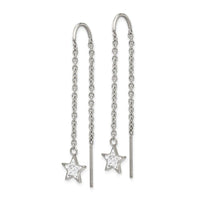 Stainless Steel Polished with Preciosa Crystal Star Threader Earrings ,
