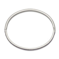Stainless Steel Polished with Purple CZ 5.00mm Hinged Bangle ,