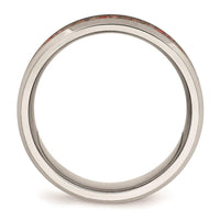 Stainless Steel Polished with Red Imitation Opal 8mm Men's Ring ,