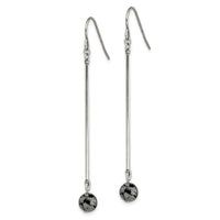 Stainless Steel Polished with Snowflake Stone Dangle Earrings ,