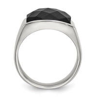 Stainless Steel Polished with Solid Black Carbon Fiber Ring ,