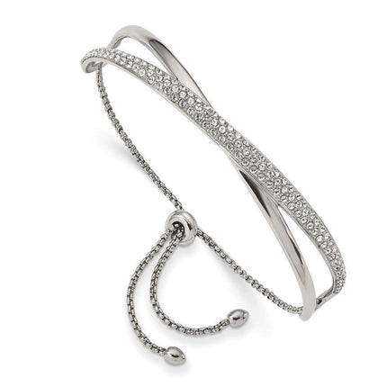 Stainless Steel Polished with Swarovski Crystal Adjustable Bangle ,