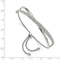Stainless Steel Polished with Swarovski Crystal Adjustable Bangle ,