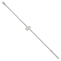 Stainless Steel Polished with Swarovski Crystals 7.5in w/1in ext. Star Brac ,