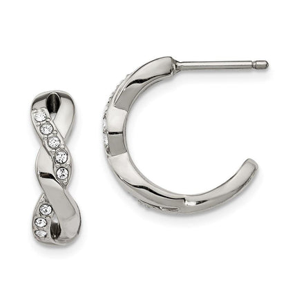 Stainless Steel Polished with Swarovski Crystals Post Hoop Earrings ,
