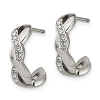 Stainless Steel Polished with Swarovski Crystals Post Hoop Earrings ,