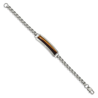 Stainless Steel Polished with Tiger's Eye 8.5in ID Bracelet ,