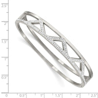Stainless Steel Polished w/Preciosa Crystal 10.00mm Hinged Bangle ,