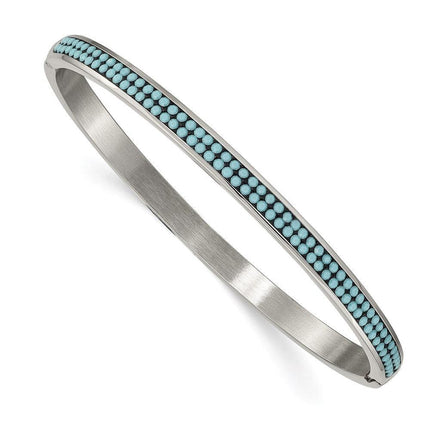 Stainless Steel Polished w/Preciosa Crystal 4.75mm Hinged Bangle ,