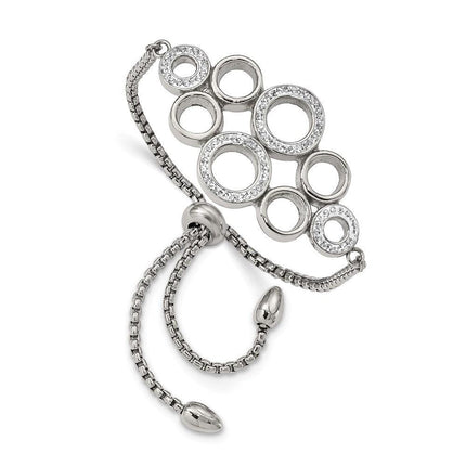 Stainless Steel Polished w/Preciosa Crystal Adjustable Bracelet ,