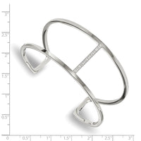 Stainless Steel Polished w/Preciosa Crystal Cuff Bangle ,