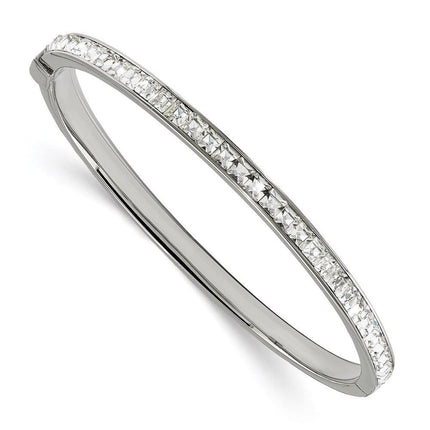 Stainless Steel Polished w/Preciosa Crystal Hinged Bangle ,