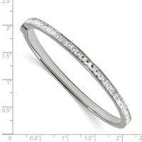 Stainless Steel Polished w/Preciosa Crystal Hinged Bangle ,