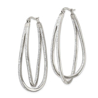 Stainless Steel Polished w/Preciosa Crystal In & Out Twisted Hoop Earrings ,