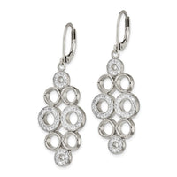 Stainless Steel Polished w/Preciosa Crystal Leverback Dangle Earrings ,