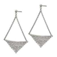 Stainless Steel Polished w/Preciosa Crystal Post Dangle Earrings ,