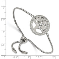 Stainless Steel Polished w/Preciosa Crystal Tree Adjustable Bracelet ,