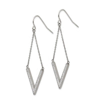 Stainless Steel Polished w/Preciosa Crystal V-shape Shepherd Hook Earrings ,