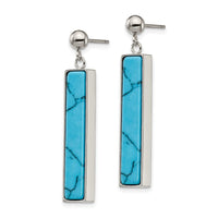 Stainless Steel Polished w/Reconstructed Howlite Post Dangle Earrings ,