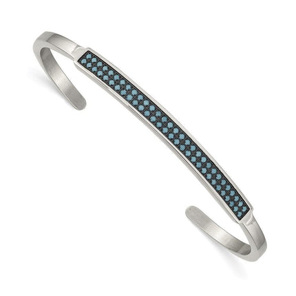 Stainless Steel Polished w/Reconstructed Turquoise 5.00mm Cuff Bangle ,