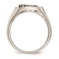 Stainless Steel Polished w/Sterling Silver Rhodium-plated Eagle Ring ,