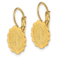 Stainless Steel Polished Yellow IP Etched Lady of Guadalupe Earrings ,