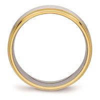 Stainless Steel Polished Yellow IP Grooved Ring ,