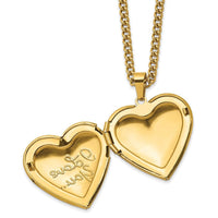 Stainless Steel Polished Yellow IP I LOVE YOU Heart Locket 24in Necklace ,