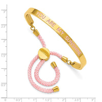 Stainless Steel Polished Yellow IP Pink Enamel/Nylon SUNSHINE Adj Bangle ,