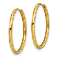 Stainless Steel Polished Yellow IP-plated 1.6mm Hinged Hoop Earrings ,