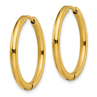 Stainless Steel Polished Yellow IP-plated 2.5mm Hinged Hoop Earrings ,